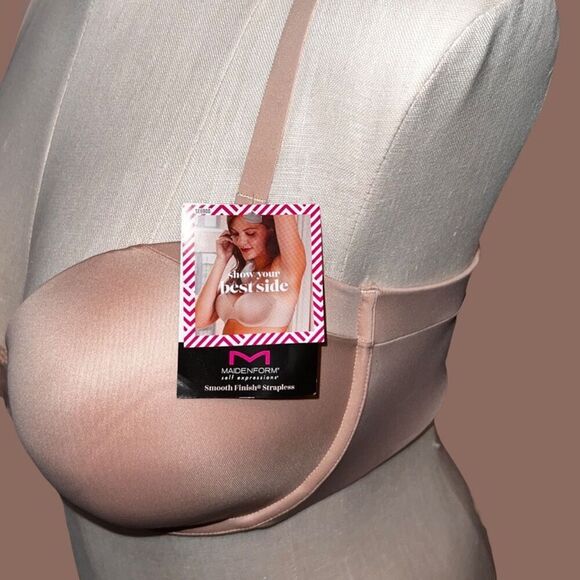 NWT Plus Size Maidenform Nude Strapless Power Band Convertible Bra Size 40D - Picture 2 of 8